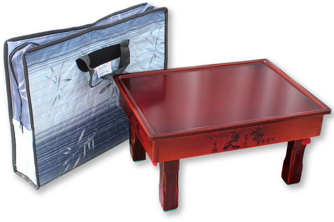 국산 색동다리 향로상 찻상 + 누빔커버, 1세트