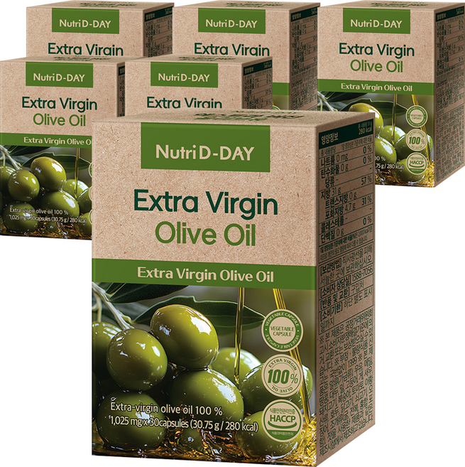 뉴트리디데이 식물성캡슐 엑스트라 버진 올리브유 30.75g, 30정, 6개