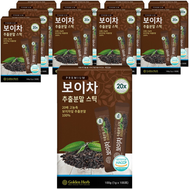 골든허브 20배 농축 보이차 추출분말 스틱, 1g, 100개입, 10개