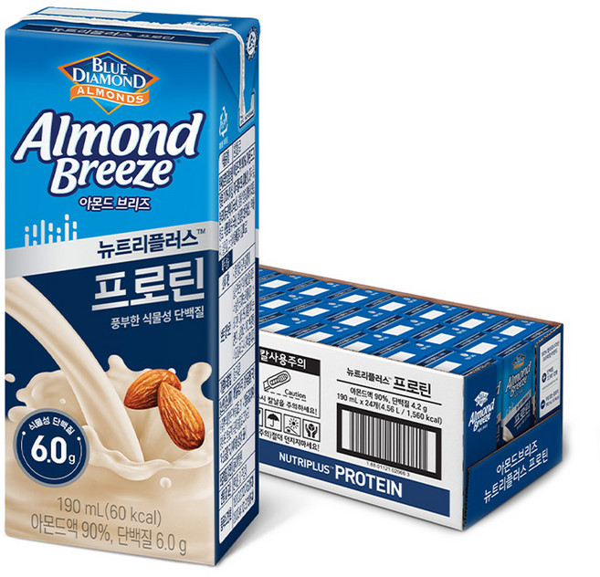 아몬드브리즈 뉴트리플러스 프로틴, 190ml, 24개