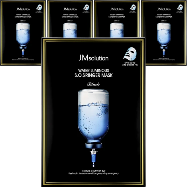 제이엠솔루션 물광 에스오에스 링거 마스크 블랙, 10개입, 5개 - 쿠팡