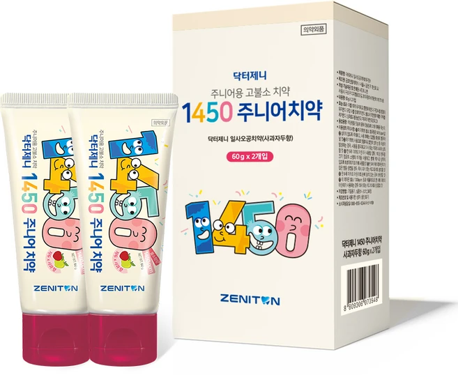 제니튼 닥터제니 1450 주니어치약 사과자두향, 60g, 2개 - 쿠팡