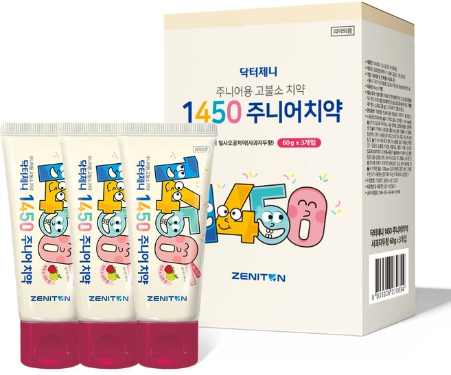 제니튼 닥터제니 1450 고불소 주니어치약, 60g, 3개 - 쿠팡