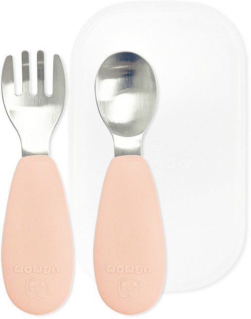 유비맘 유아식 스푼포크 케이스 세트, 송편(코랄), 1세트