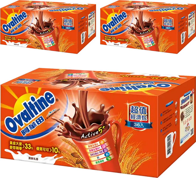 Ovaltine 阿華田 營養巧克力麥芽飲品, 20g, 36包, 3盒