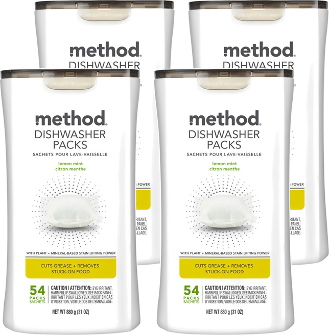 method 美則 三效聰明洗碗球 萊姆薄荷 54顆, 880g, 4罐