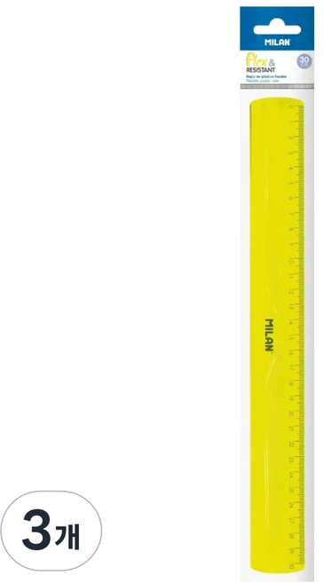 MILAN Acid 直尺 30cm, 黃色, 3個