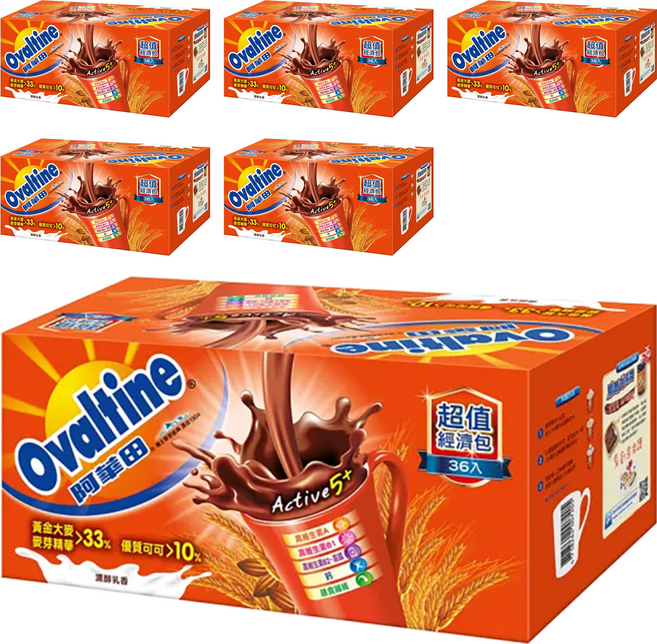 Ovaltine 阿華田 營養巧克力麥芽飲品, 20g, 36包, 6盒