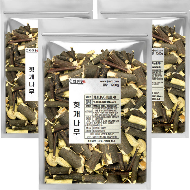 자연초 건조 헛개나무 가는가지, 1.2kg, 3개