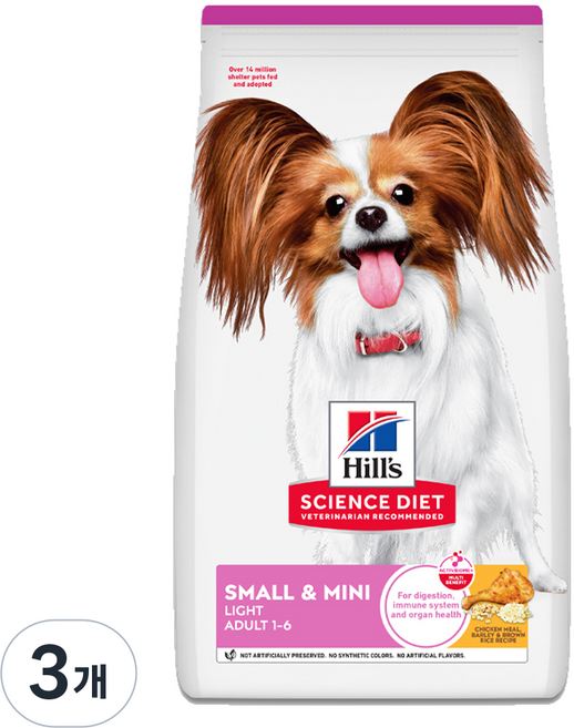 힐스사이언스다이어트 강아지 어덜트 스몰 앤 미니 기능성 사료, 닭, 1.5kg, 3개