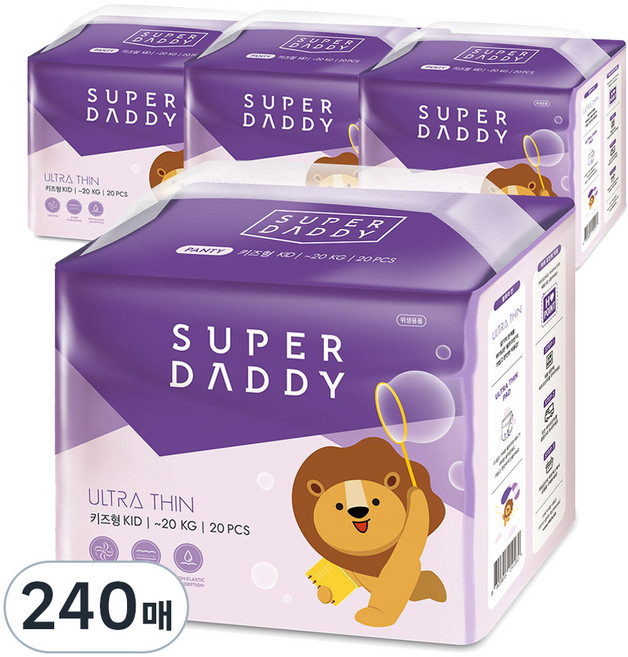 슈퍼대디 울트라씬 팬티형 기저귀 아동용, 키즈형(Kid), 240매