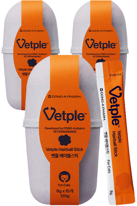 벳플 동아제약 고양이 영양제, 15회분, 헤어볼, 3개