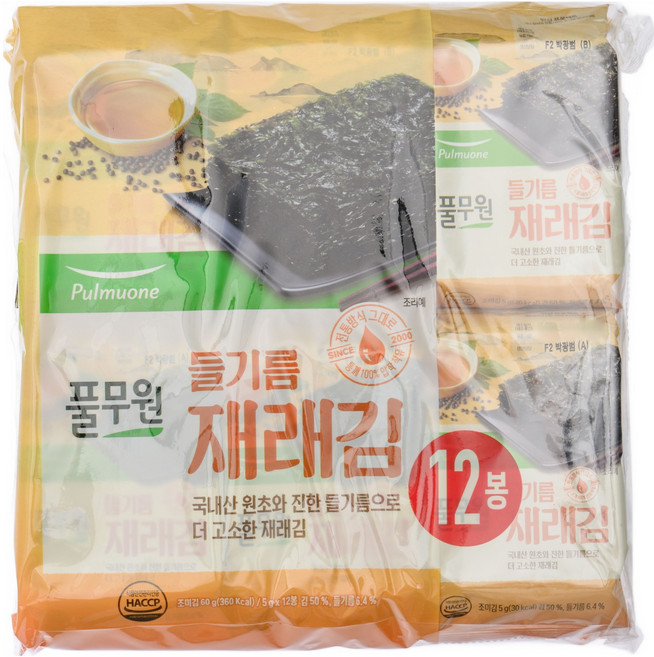 풀무원 들기름 재래도시락김, 60g, 1개
