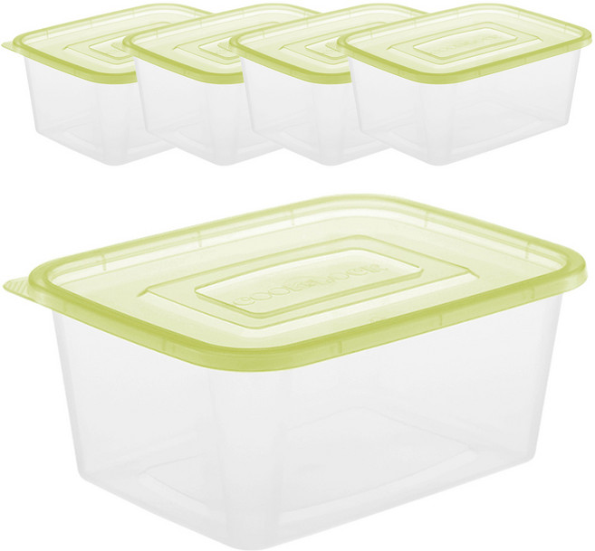 쿡앤락 반듯사각 밀폐용기세트, 5개, 1.5L