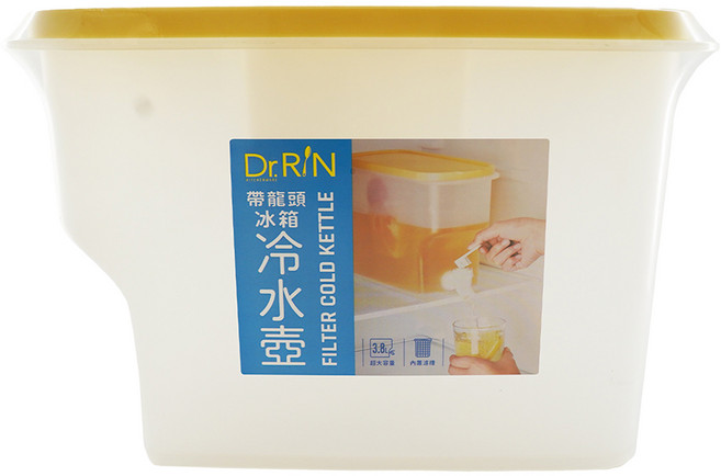 Dr.RIN 帶龍頭冰箱冷水壺 27.8 x 11.9 x 17.8cm, 黃色, 3.8L, 1個