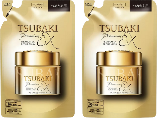 TSUBAKI 思波綺 金耀瞬護髮膜EX補充包, 150g, 2包