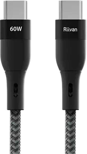 Riivan 60W Type-C-Type-C快充傳輸線, 黑色, 1個, 1.5m