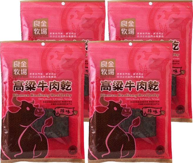 良金牧場 高粱辣味牛肉乾, 165g, 4包