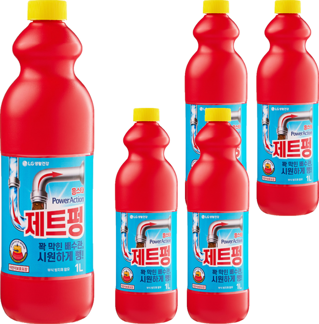 홈스타 파워액션 제트펑 배수구세정제, 1L, 5개