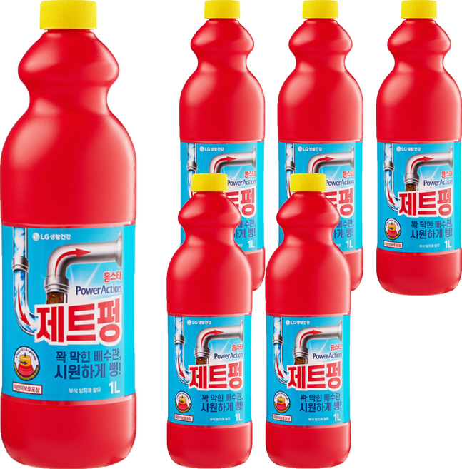 홈스타 파워액션 제트펑 배수구세정제, 1L, 6개