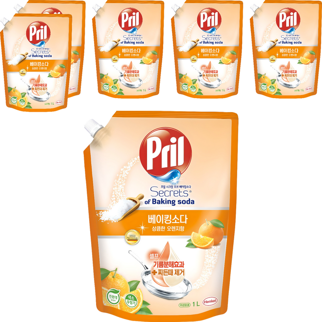 프릴 시크릿오브 베이킹소다 주방세제 상큼한 오렌지향, 1L, 6개