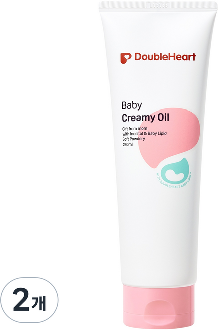 더블하트 베이비 크리미 오일 소프트 파우더리 향, 250ml, 2개