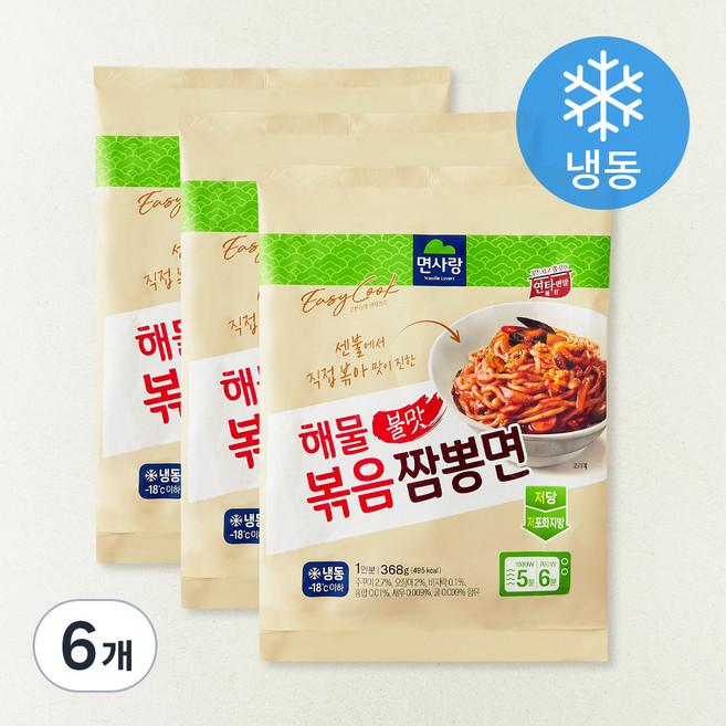 면사랑 볶음짬뽕면 1인분 (냉동), 368g, 6개