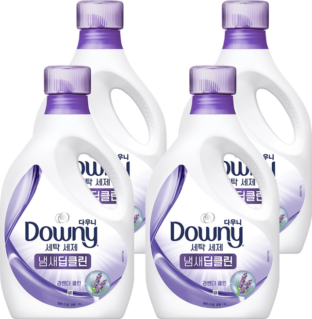 다우니 냄새딥클린 라벤더 액상세제 본품, 1.9L, 4개