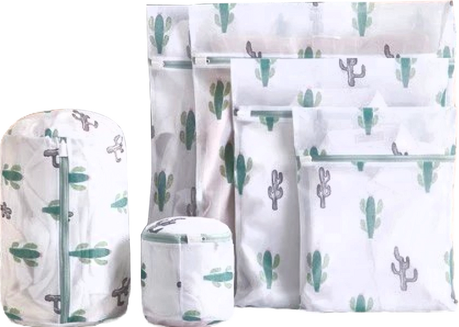 防纏繞洗衣袋六件套, 仙人掌 白色, 1組