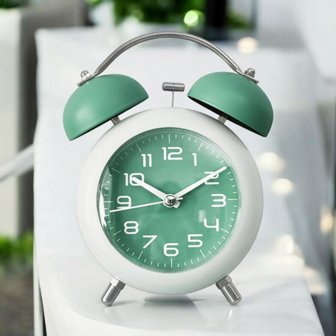 바이아 투톤 트윈벨 탁상용 알람시계, 그린
