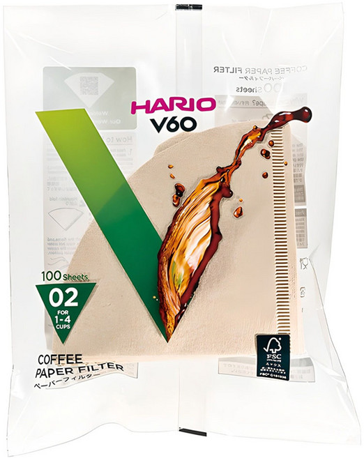하리오 V60 종이필터 브라운 VCF-02-100M, 100개입, 1세트