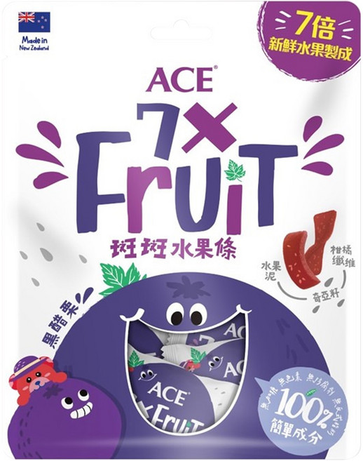 ACE 斑斑水果條 紐西蘭水果(黑醋栗 + 奇牙籽), 90g, 1袋