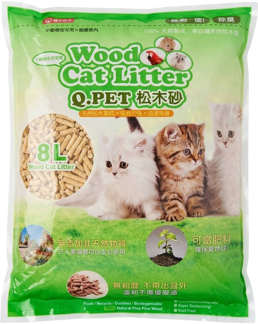 Q.PET House 松木砂 034163, 8L, 1包, 松木香
