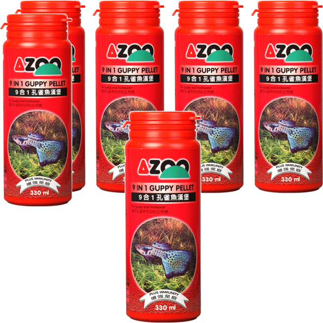 AZOO 9合1孔雀魚漢堡 增豔 孔雀魚飼料 AZ80070, 330ml, 6罐