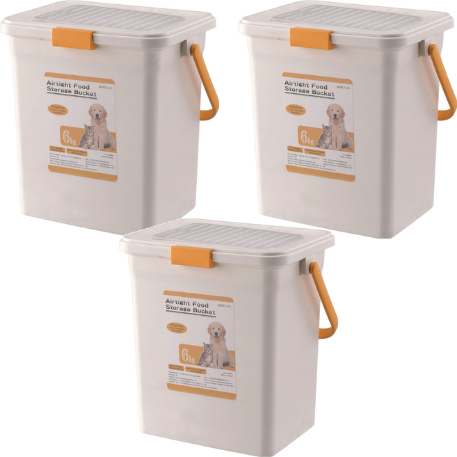 nature pet 經典寵物飼料桶, 3個, 17L, 白色