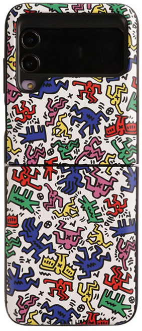 키스해링 스키누 도어범퍼 힌지보호 카드 2장 수납 휴대폰 케이스, 패턴컬러