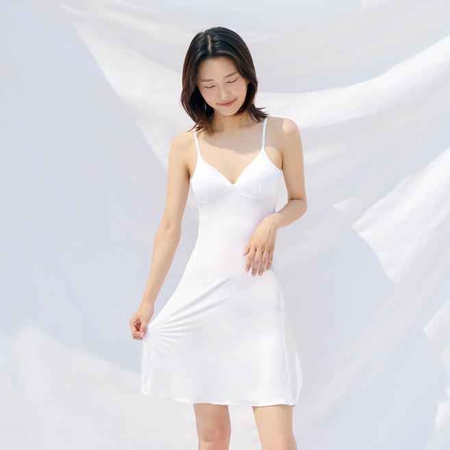 마른파이브 베이직 여성용 허그 인견 롱슬립