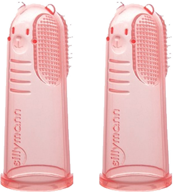 실리만 국내생산 실리콘 손가락 칫솔_투명핑크, 투명핑크, 2개, 1개입