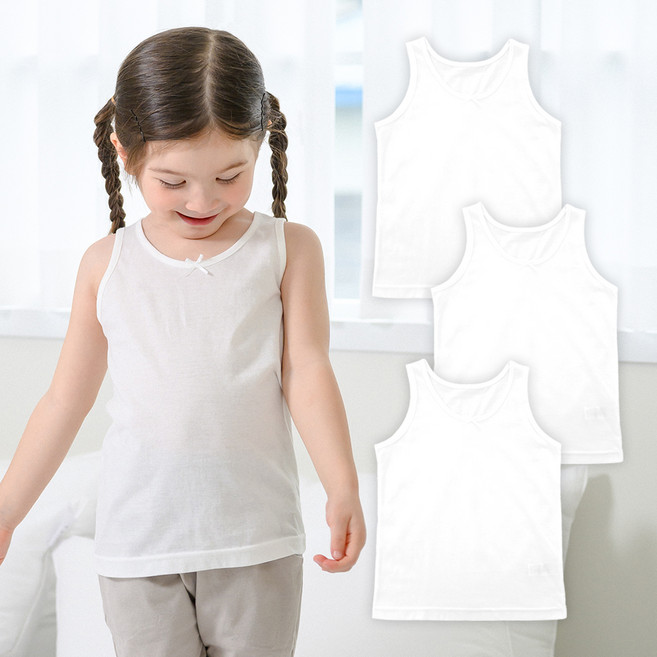 보누맘 여아용 순면 백물 런닝 3p