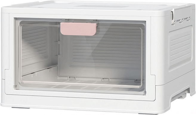 摺疊收納箱 大號單開門, 粉色, 1個