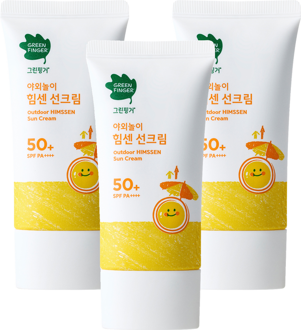 그린핑거 야외놀이 힘센 유아 선크림 SPF50+ PA++++, 70ml, 3개