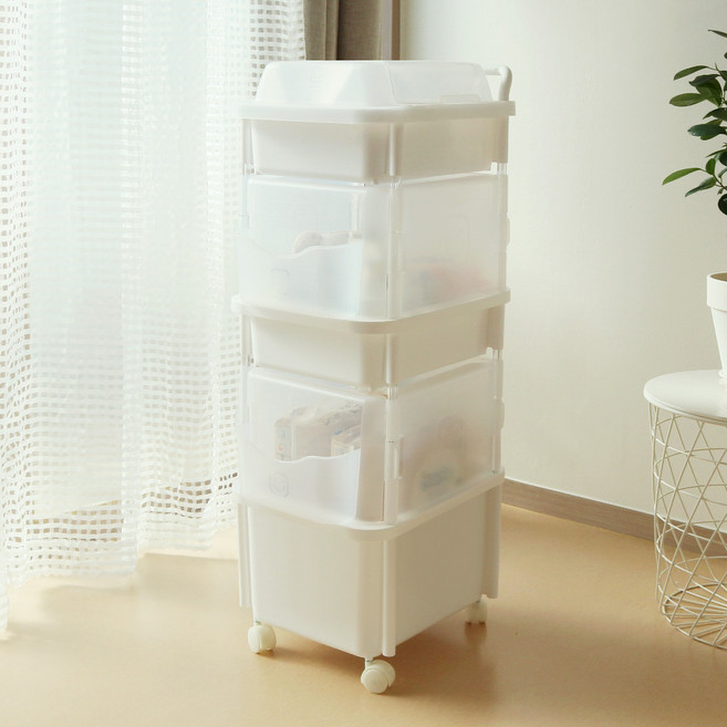 리빙스마일 포켓형 기저귀 정리함 혼합형 3단, 화이트, 1개