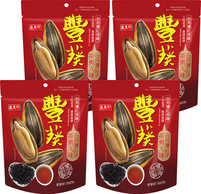 盛香珍 豐葵香瓜子 日月潭紅茶風味, 225g, 4包