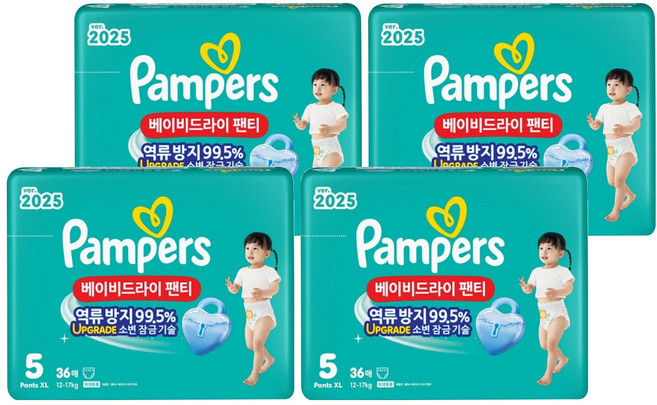Pampers 幫寶適 2025年版 Baby-Dry 拉拉褲 男女寶寶通用 12~17kg, 144片, 第5階段