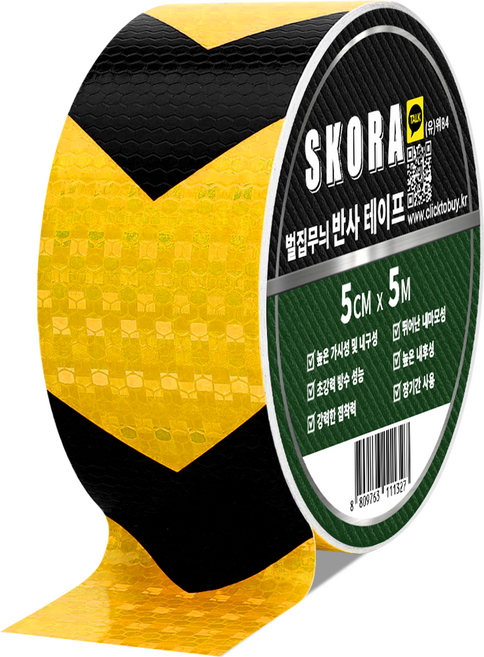 스코라 벌집무늬 반사 테이프, 1개, 옐로우블랙