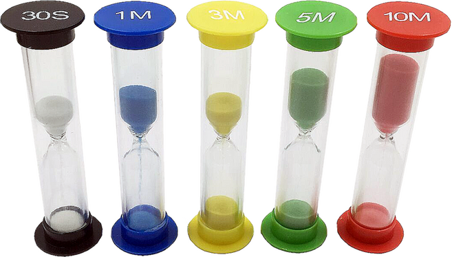바코젤 타이머 모래시계 5종, 블랙 + 블루 + 옐로우 + 그린 + 레드