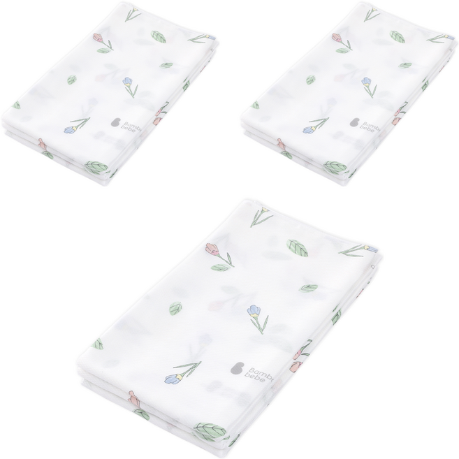 밤부베베 대나무 시그니처 사각 기저귀, 아기꽃망울(화이트), 9개