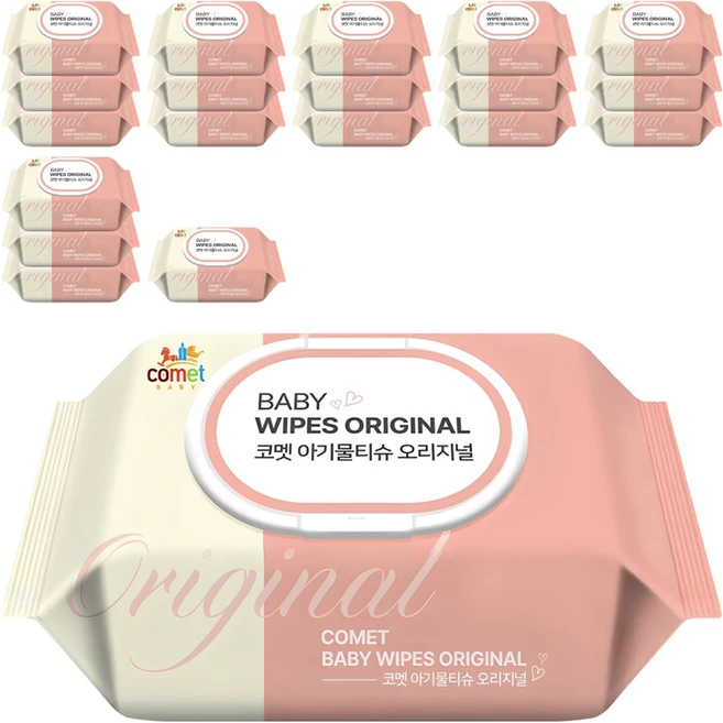 코멧 오리지널 유아용 아기물티슈 캡형, 50g, 100매, 20개 - 쿠팡