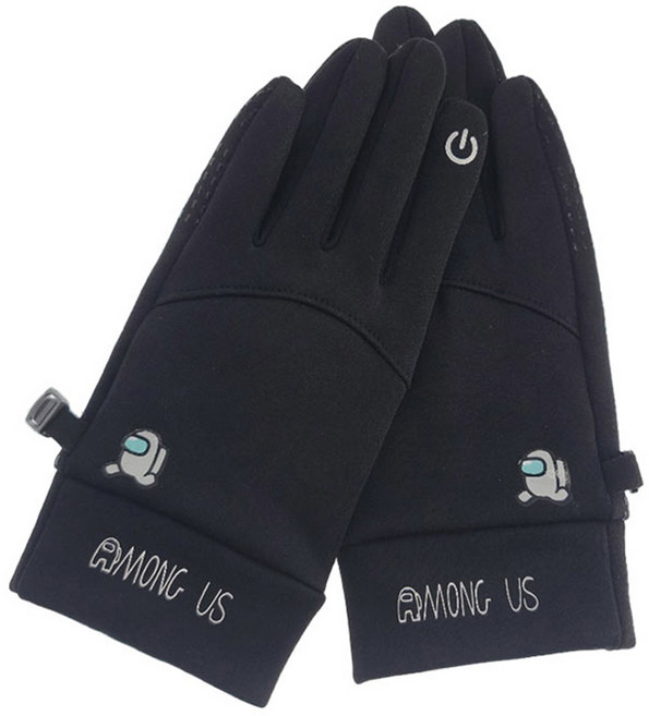 어몽어스 화이트런 터치 자전거 양손 장갑 LGAUG90001, 블랙, 1세트