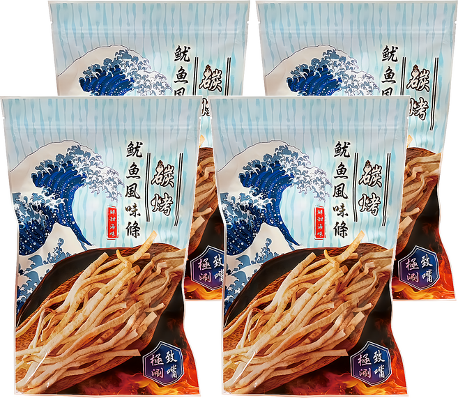 臻御行 碳烤魷魚風味條, 200g, 4個